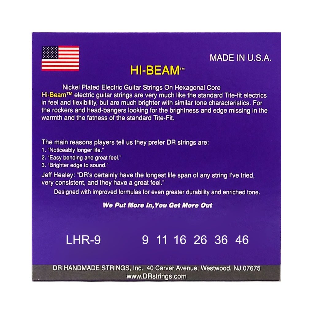 DR Hi-Beam Nickel Plated Electric Guitar Strings - Light to Heavy 9-46 Guitar Strings Sky Music