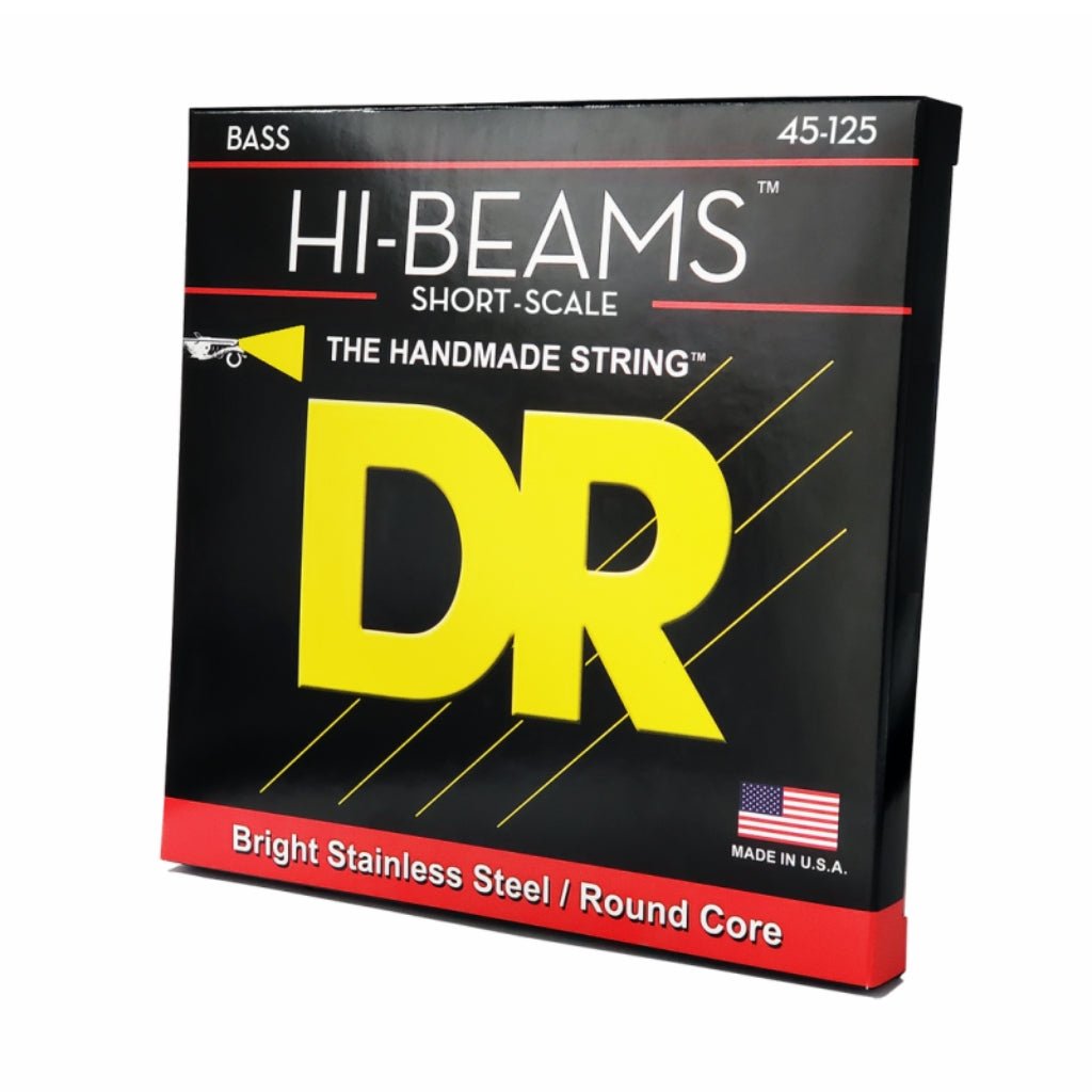 DR Hi-Beam Stainless Steel Bass Guitar Strings - 5-String Medium 45-125 Short-Scale Guitar Strings Sky Music