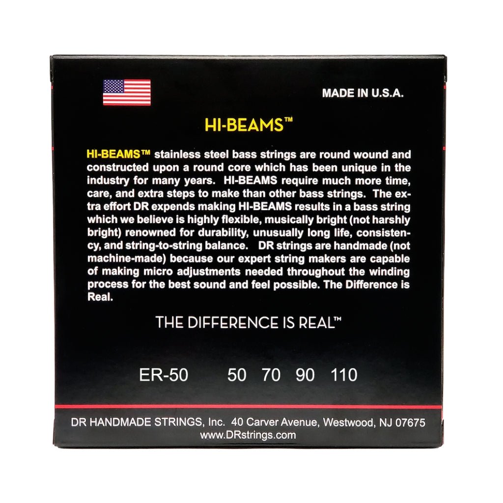 DR Hi-Beam Stainless Steel Bass Guitar Strings - Heavy 50-110 Guitar Strings Sky Music