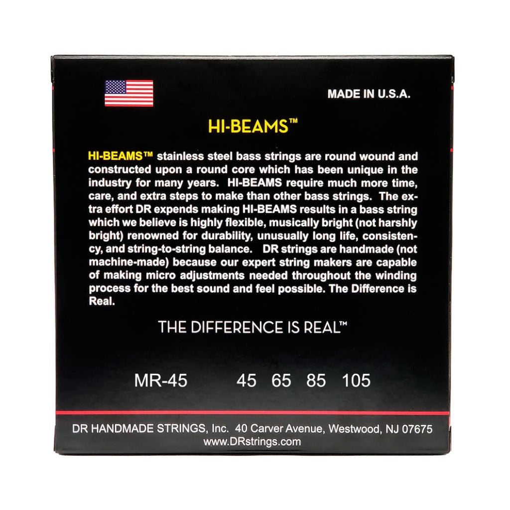 DR Hi-Beam Stainless Steel Bass Guitar Strings - Medium 45-105 Guitar Strings Sky Music