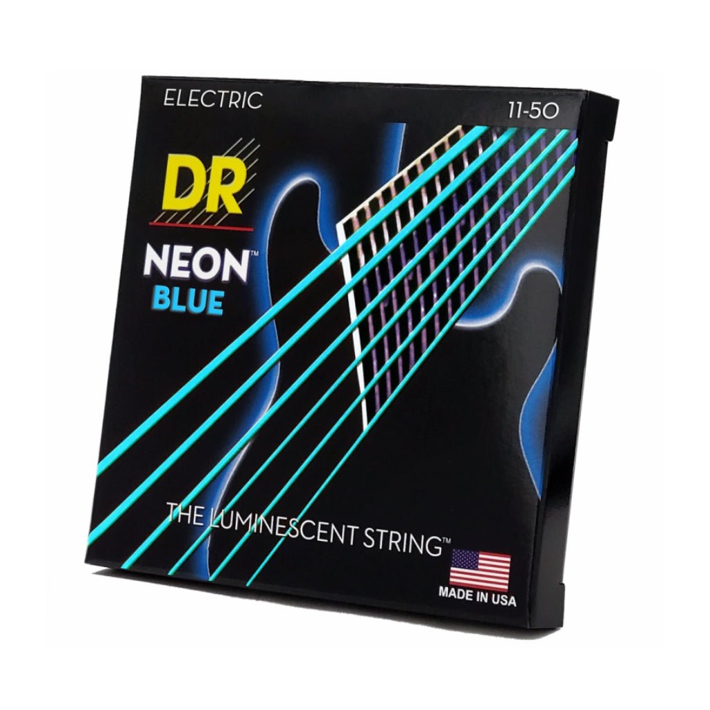 DR Hi-Def Neon Blue K3 Coated Electric Guitar Strings - Heavy 11-50 Guitar Strings Sky Music