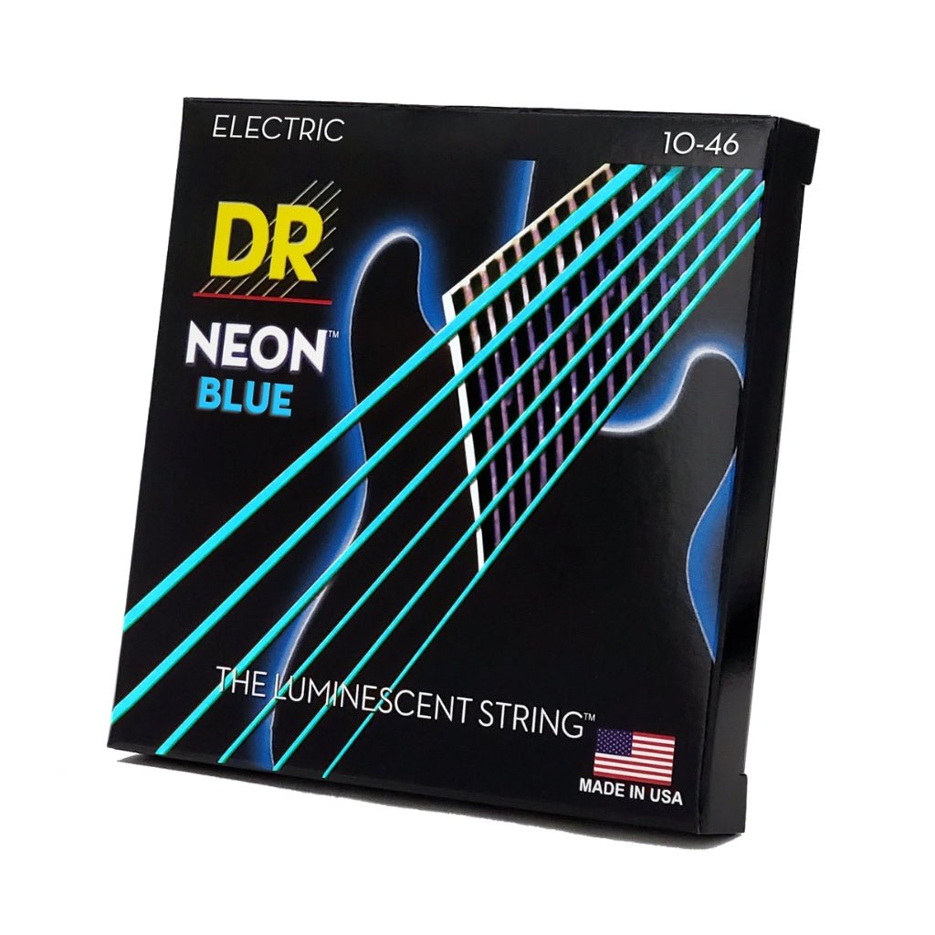 DR Hi-Def Neon Blue K3 Coated Electric Guitar Strings - Medium 10-46 Guitar Strings Sky Music
