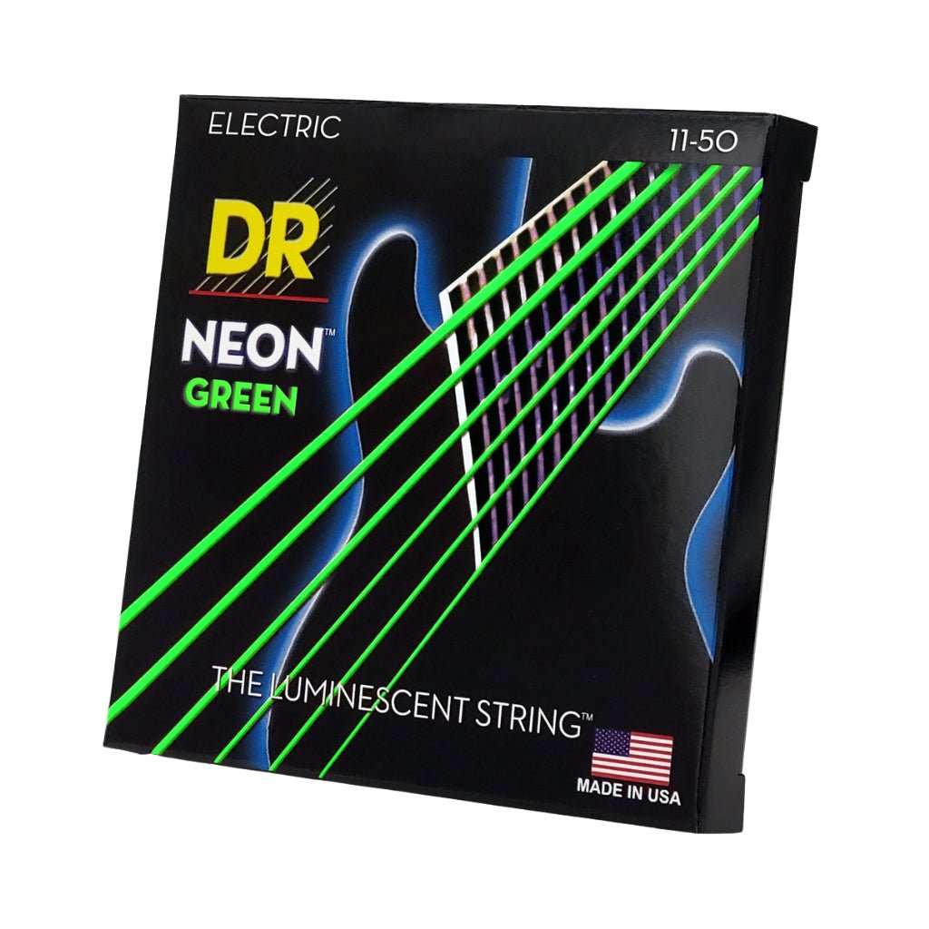 DR Hi-Def Neon Green K3 Coated Electric Guitar Strings - Heavy 11-50 Guitar Strings Sky Music