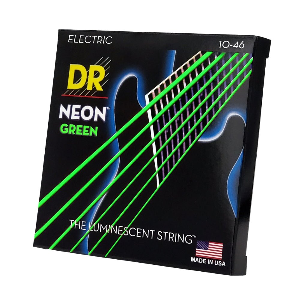 DR Hi-Def Neon Green K3 Coated Electric Guitar Strings - Medium 10-46 Guitar Strings Sky Music