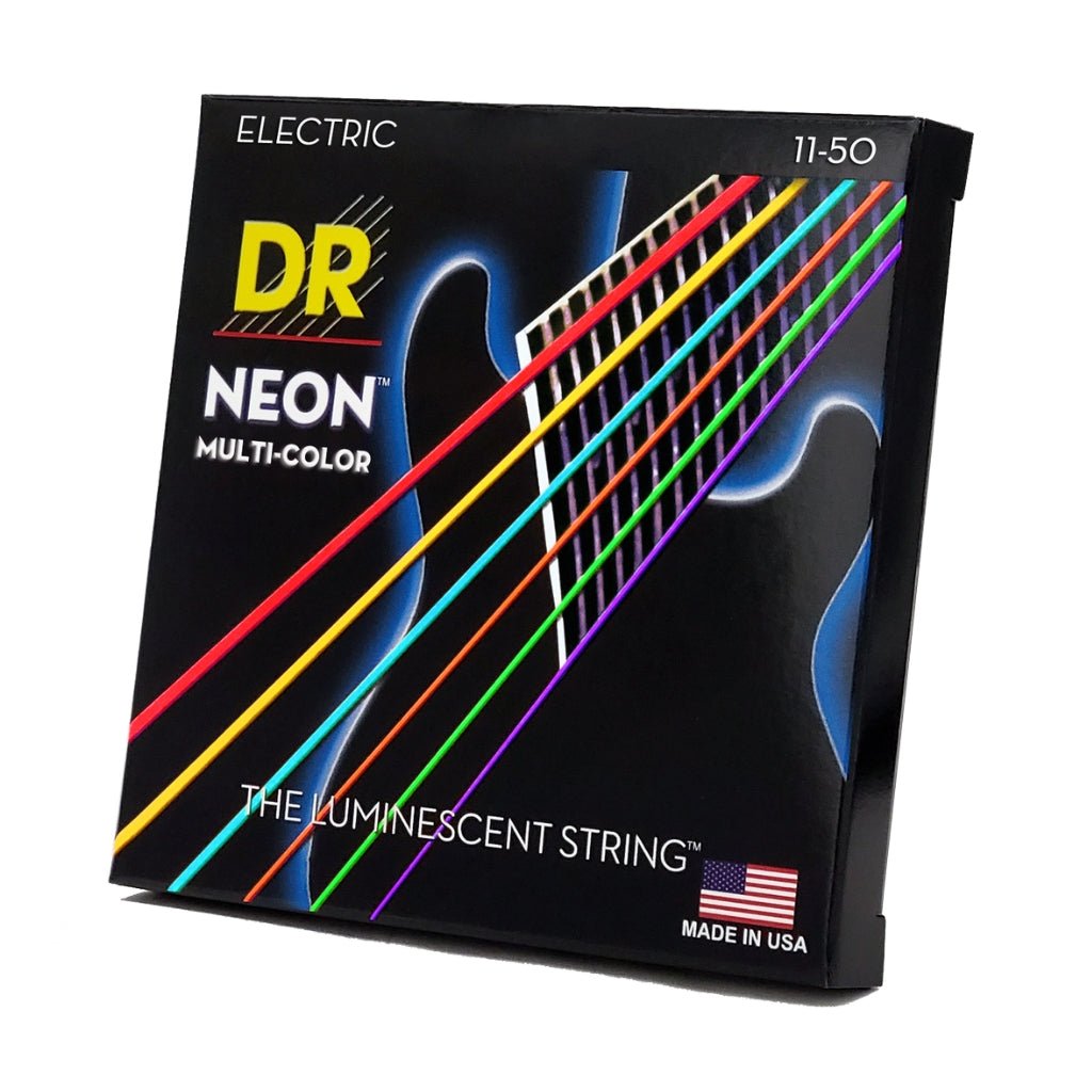 DR Hi-Def Neon Multi-Color K3 Coated Electric Guitar Strings - Heavy 11-50 Guitar Strings Sky Music