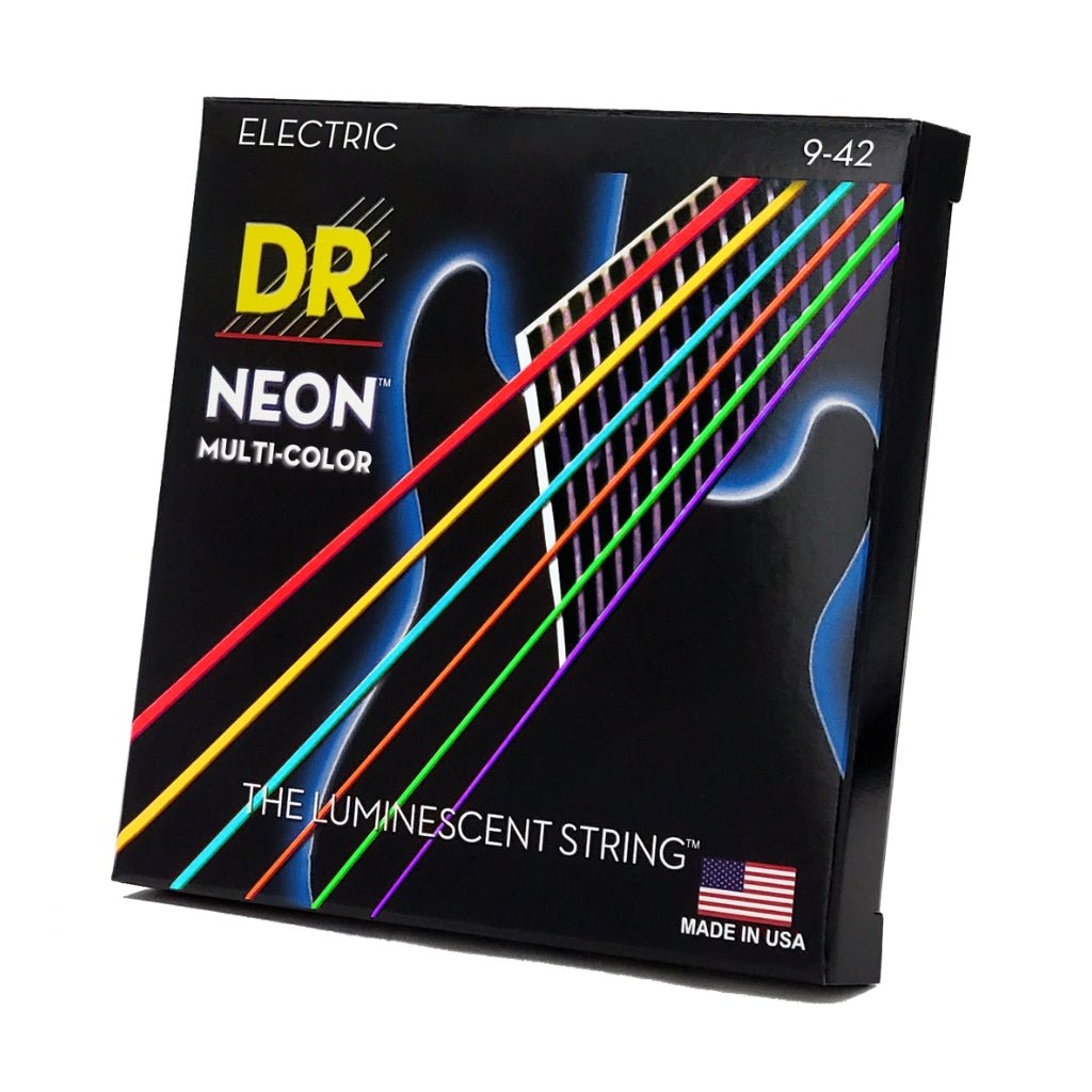 DR Hi-Def Neon Multi-Color K3 Coated Electric Guitar Strings - Light 9-42 Guitar Strings Sky Music