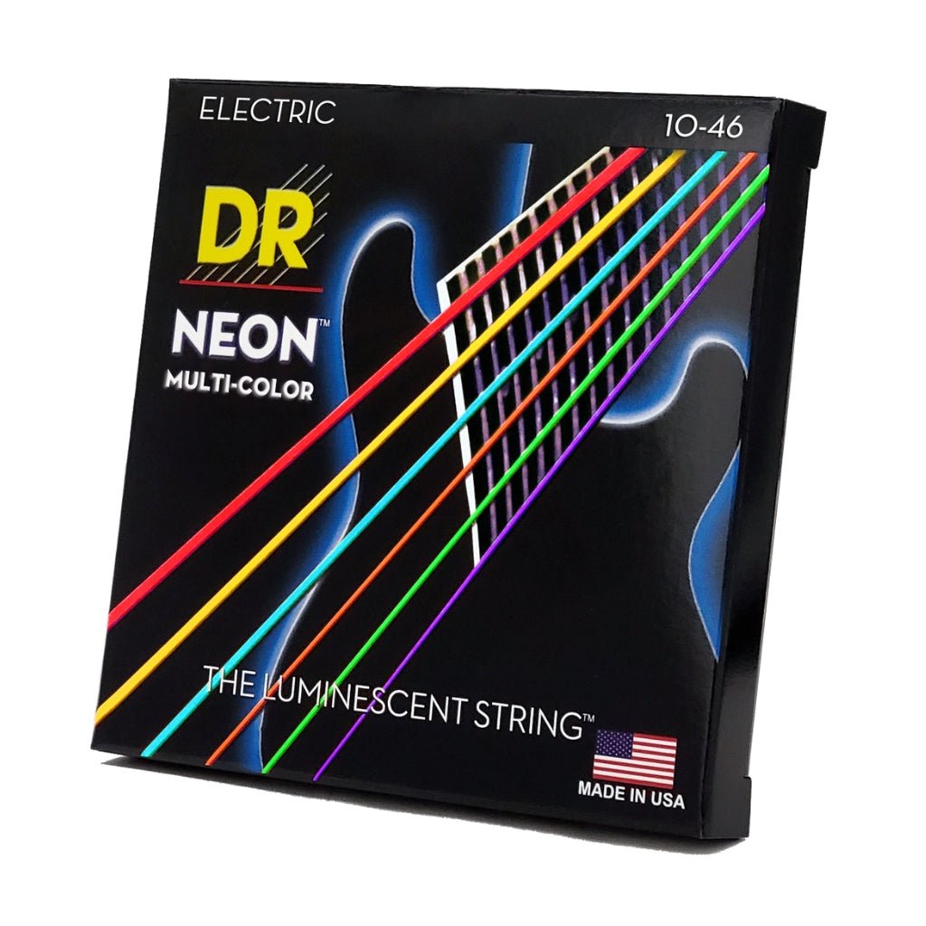 DR Hi-Def Neon Multi-Color K3 Coated Electric Guitar Strings - Medium 10-46 Guitar Strings Sky Music