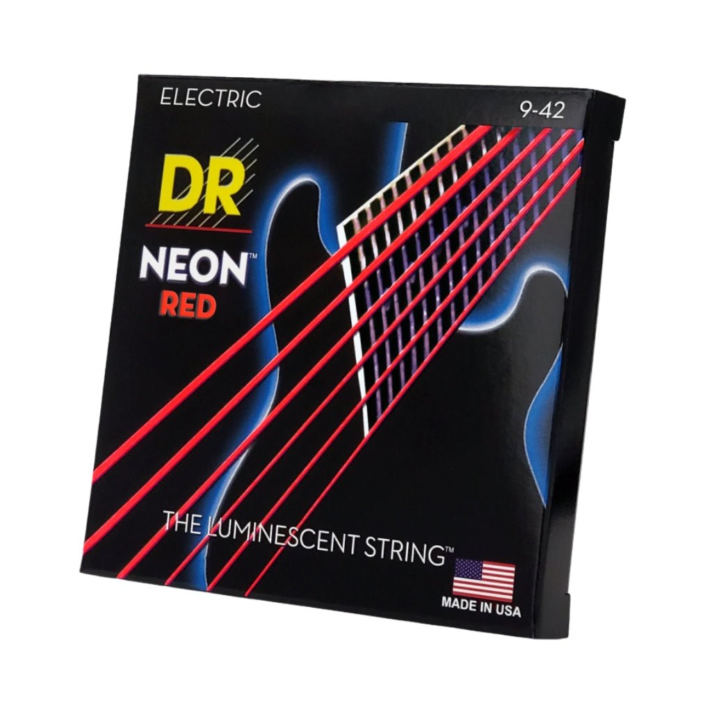 DR Hi-Def Neon Red K3 Coated Electric Guitar Strings - Light 9-42 Guitar Strings Sky Music