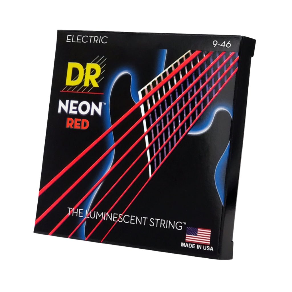 DR Hi-Def Neon Red K3 Coated Electric Guitar Strings - Light to Medium 9-46 Guitar Strings Sky Music