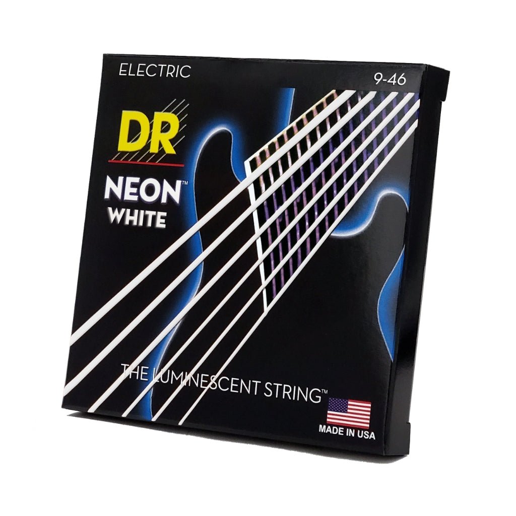 DR Hi-Def Neon White K3 Coated Electric Guitar Strings – Light to Medium 9-46 Guitar Strings Sky Music
