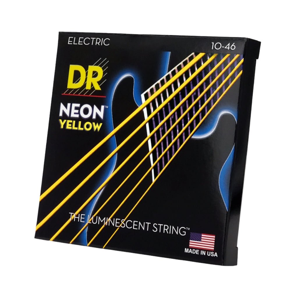 DR Hi-Def Neon Yellow K3 Coated Electric Guitar Strings - Medium 10-46 Guitar Strings Sky Music