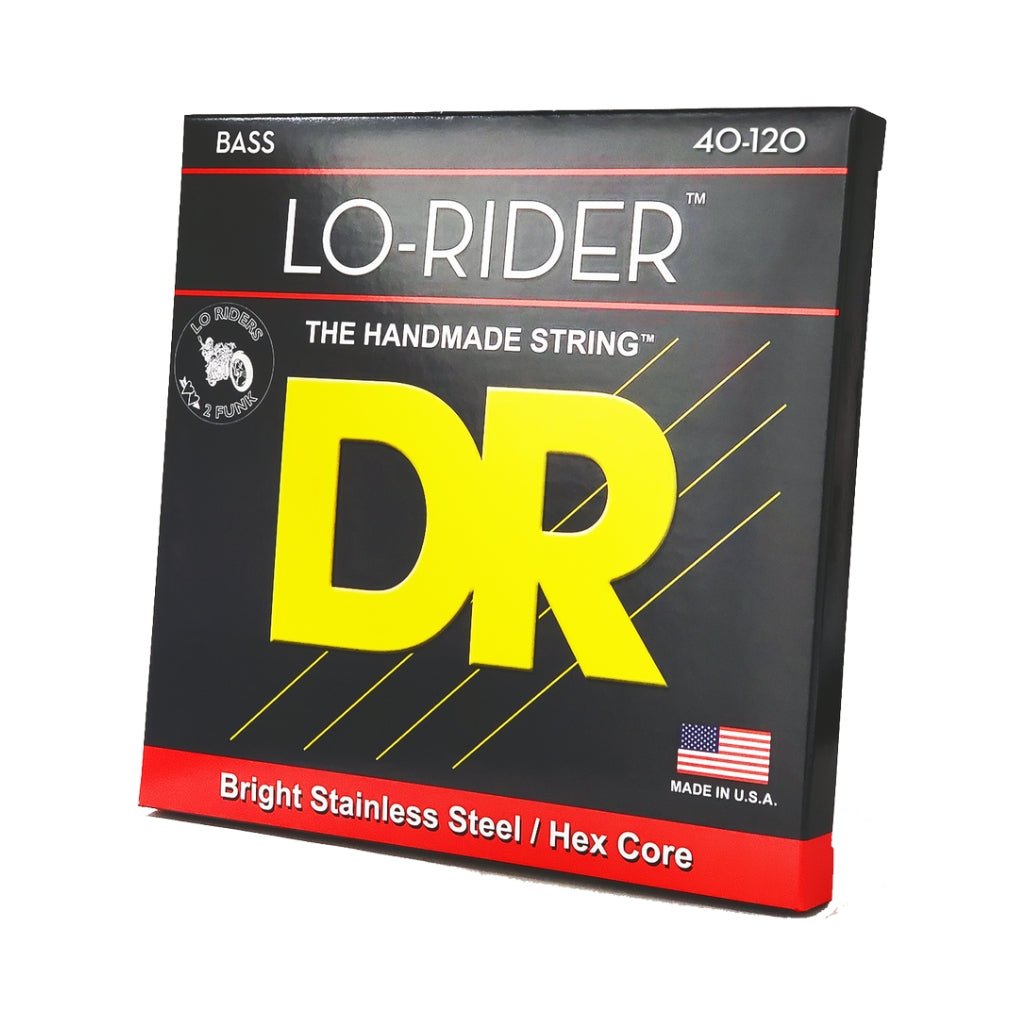 DR Lo-Rider Stainless Steel 5-string Bass Guitar Strings - Light 40-120 Bass Strings Sky Music