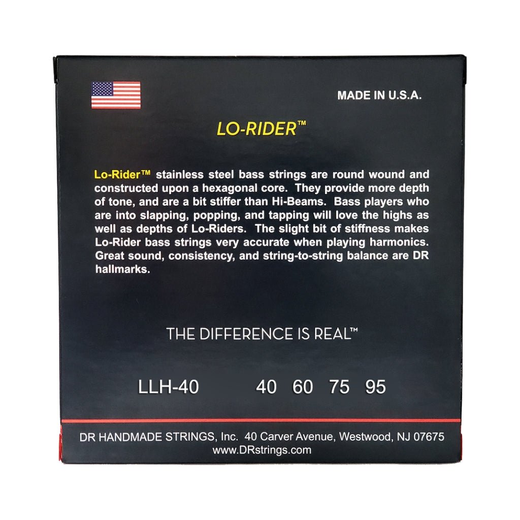 DR Lo-Rider Stainless Steel Bass Guitar Strings - Extra Light 40-95 Bass Strings Sky Music