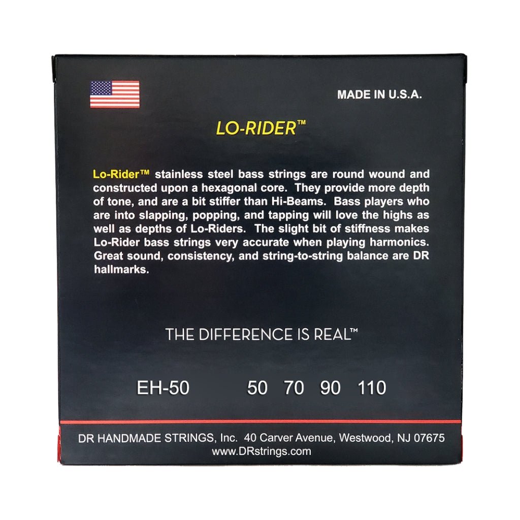 DR Lo-Rider Stainless Steel Bass Guitar Strings - Heavy 50-110 Bass Strings Sky Music