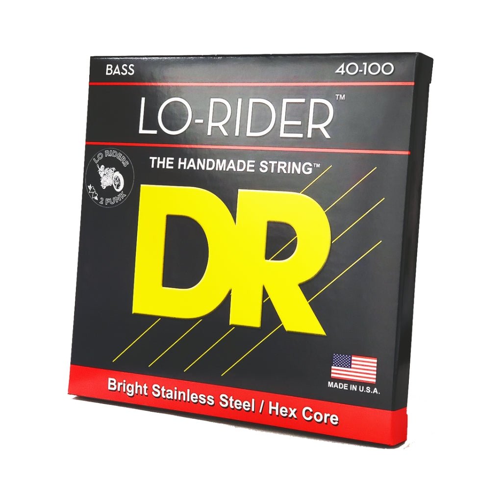 DR Lo-Rider Stainless Steel Bass Guitar Strings - Light 40-100 Bass Strings Sky Music