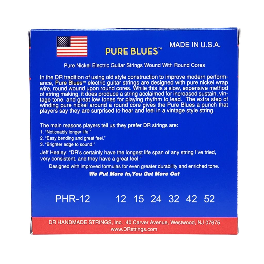DR Pure Blues Pure Nickel Electric Guitar Strings - Extra Heavy 12-52 Guitar Strings Sky Music