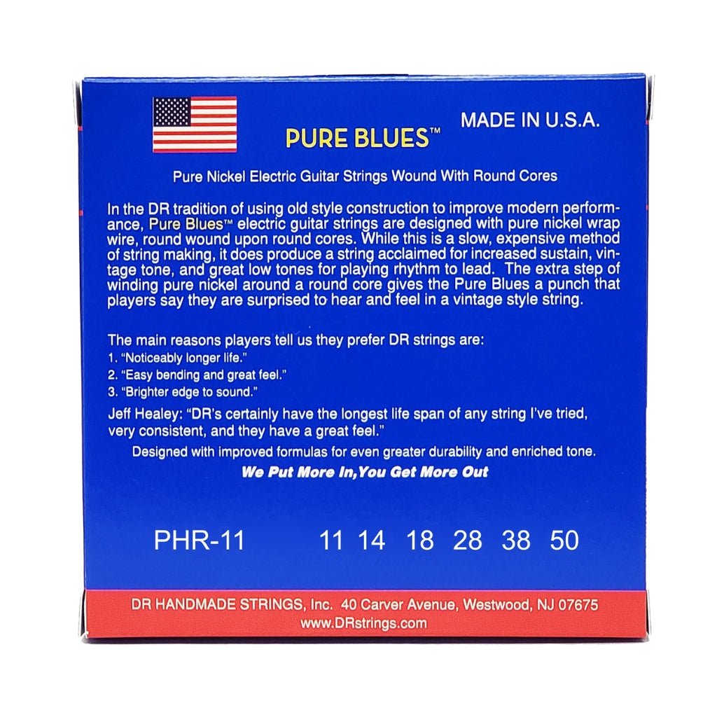 DR Pure Blues Pure Nickel Electric Guitar Strings - Heavy 11-50 Guitar Strings Sky Music