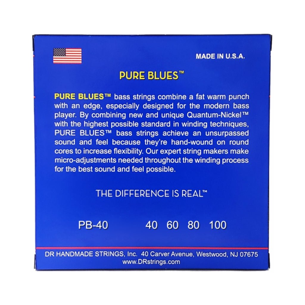 DR Pure Blues Quantum-nickel/Round Core Bass Guitar Strings - Light 40-100 Guitar Strings Sky Music