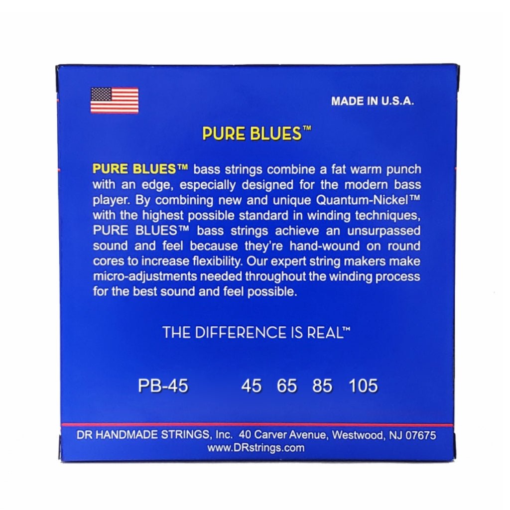 DR Pure Blues Quantum-nickel/Round Core Bass Guitar Strings - Medium 45-105 Guitar Strings Sky Music