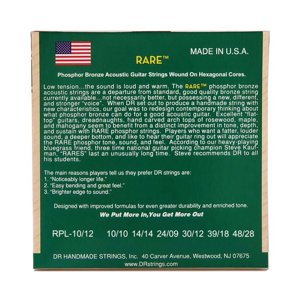 DR Rare Phosphor Bronze Acoustic Guitar Strings - 12-String Extra 10-48 Guitar Strings Sky Music