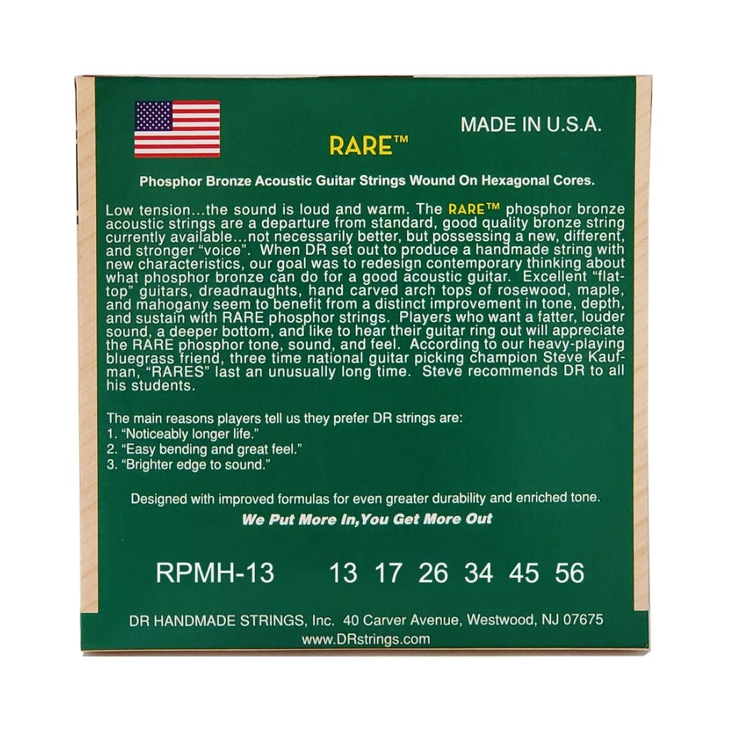 DR Rare Phosphor Bronze Acoustic Guitar Strings - Medium 13-56 Guitar Strings Sky Music