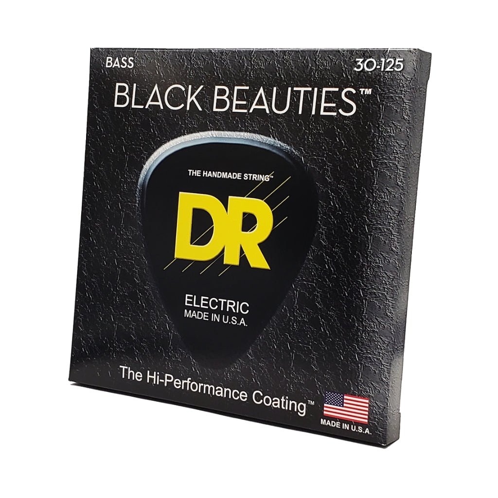 DR Strings Black Beauties Coated Steel 6-string Bass Guitar Strings - Medium 30-125 Bass Strings Sky Music