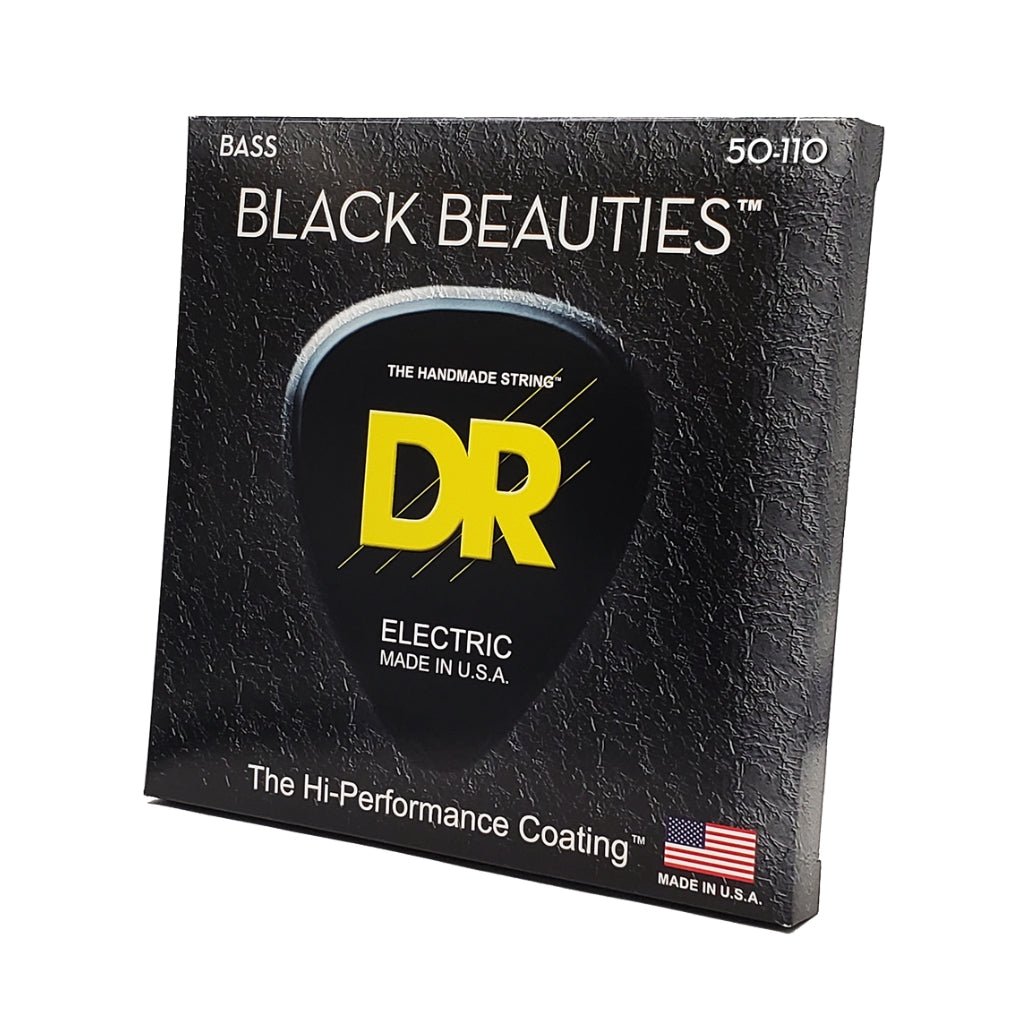 DR Strings Black Beauties Coated Steel Bass Guitar Strings - Heavy 50-110 Bass Strings Sky Music