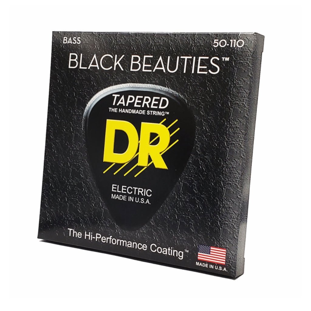 DR Strings Black Beauties Coated Steel Bass Guitar Strings - Heavy 50-110 Tapered Bass Strings Sky Music