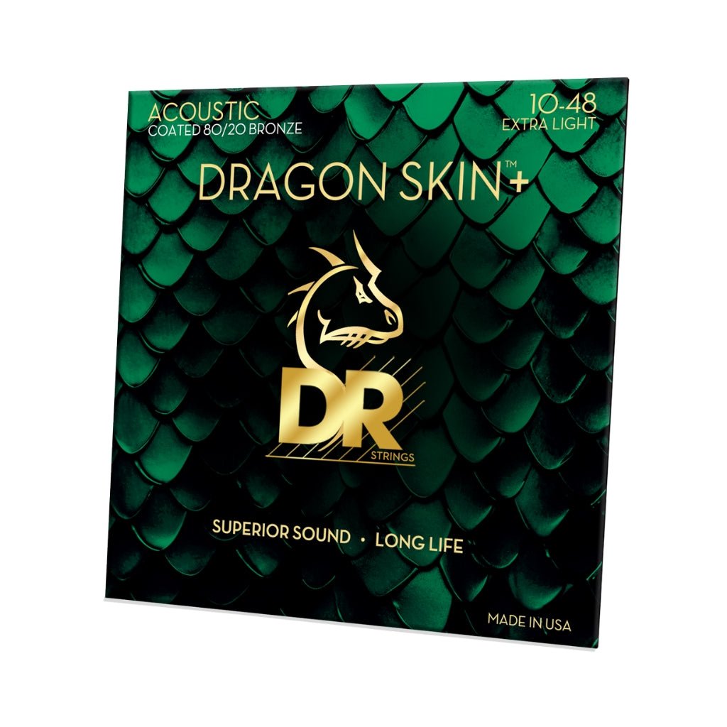 DR Strings Dragon Skin+ 80/20 Bronze Acoustic Guitar String - Extra Light 10-48 Guitar Straps Sky Music
