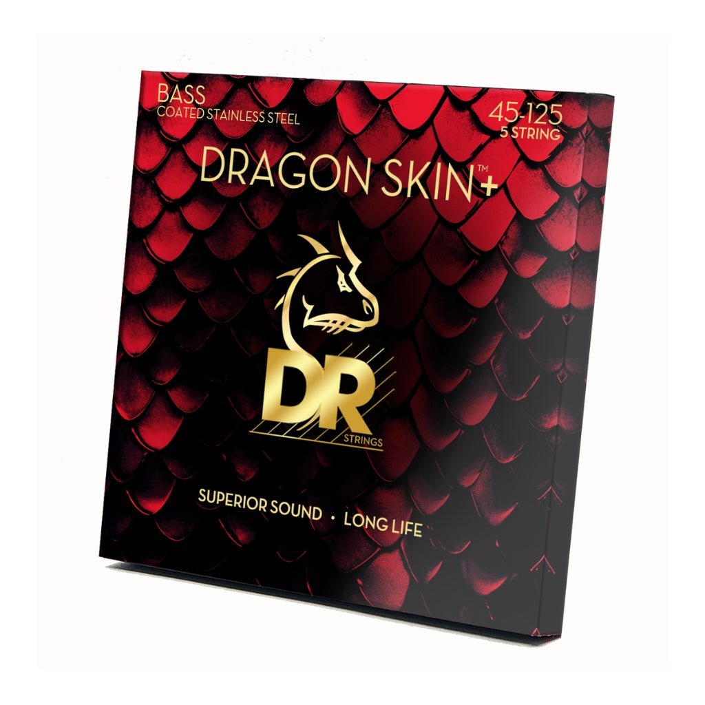DR Strings Dragon Skin+ Coated 5-string Bass Guitar Strings - Medium 45-125 Guitar Straps Sky Music
