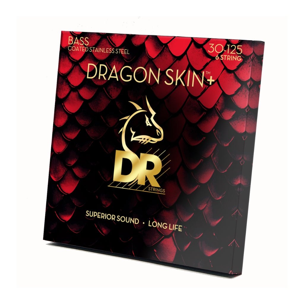 DR Strings Dragon Skin+ Coated 6-string Bass Guitar Strings - Medium 30-125 Guitar Straps Sky Music