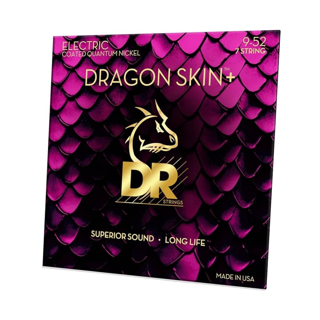 DR Strings Dragon Skin+ Quantum Nickel 7-string Electric Guitar Strings - Light 9-52 Guitar Straps Sky Music
