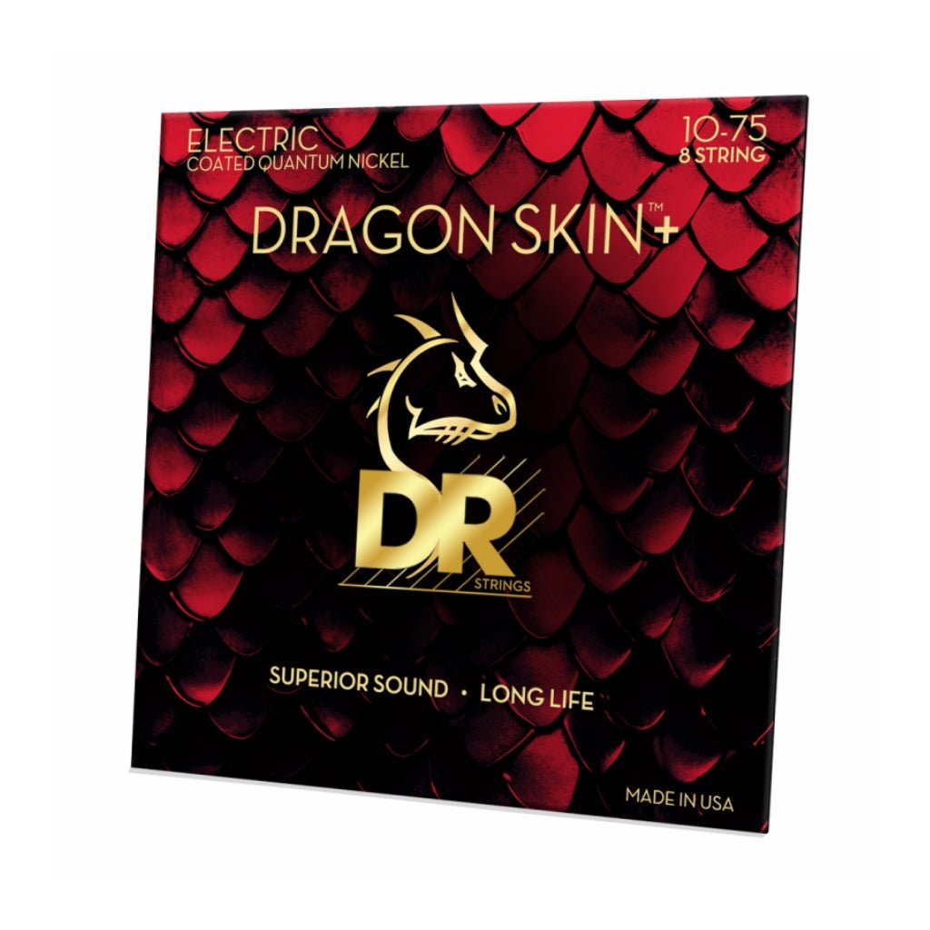 DR Strings Dragon Skin+ Quantum Nickel 8-string Electric Guitar Strings - Medium 10-75 Guitar Straps Sky Music