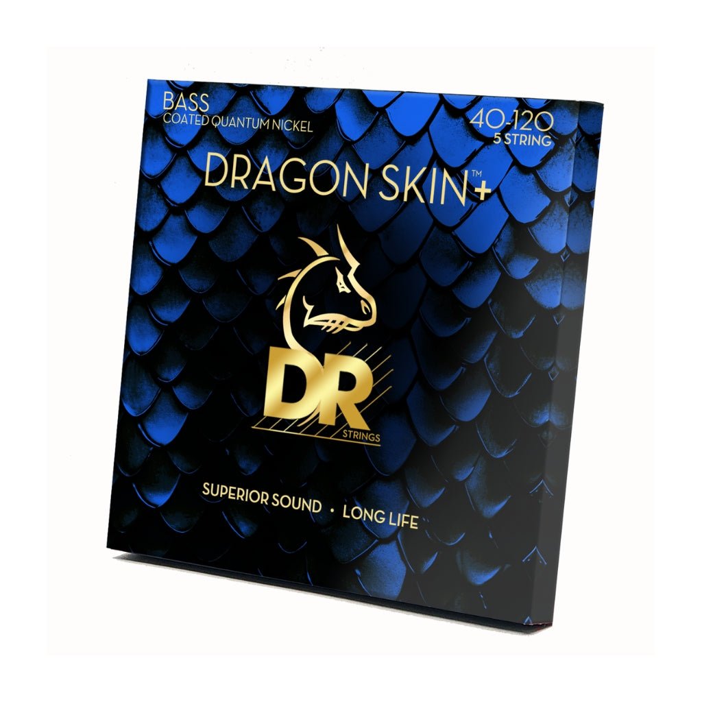 DR Strings Dragon Skin+ Quantum Nickel Bass Strings - 5-String Light 40-120 Guitar Straps Sky Music