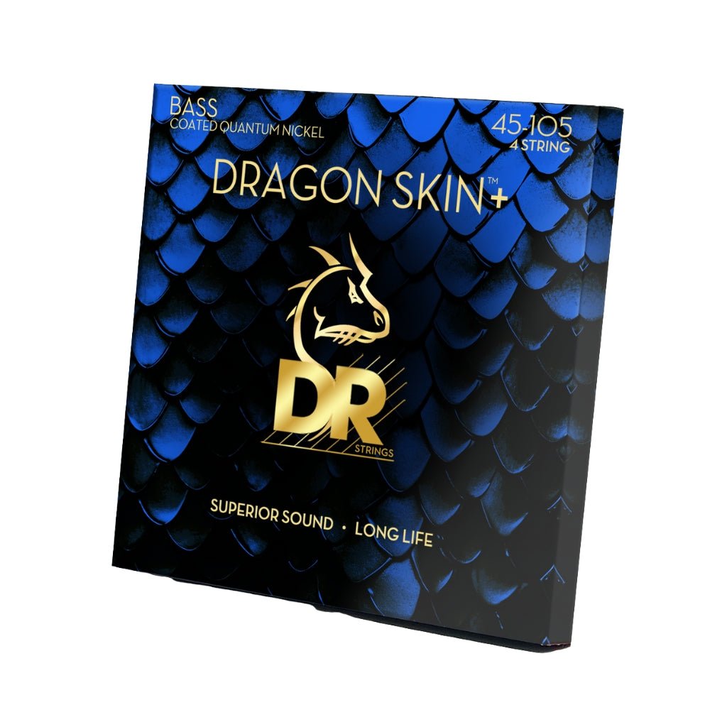 DR Strings Dragon Skin+ Quantum Nickel Bass Strings - Medium 45-105 Guitar Straps Sky Music