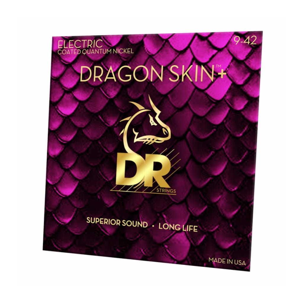 DR Strings Dragon Skin+ Quantum Nickel Electric Guitar Strings - Light 9-42 Guitar Straps Sky Music