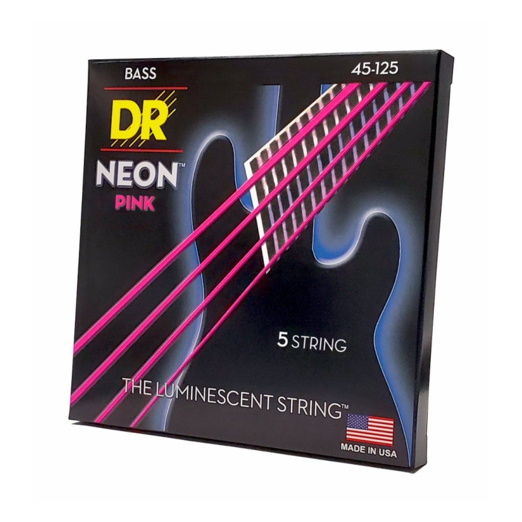 DR Strings Hi-Def Neon Purple K3 Coated 5-string Bass Guitar Strings - Medium 45-125 Bass Strings Sky Music
