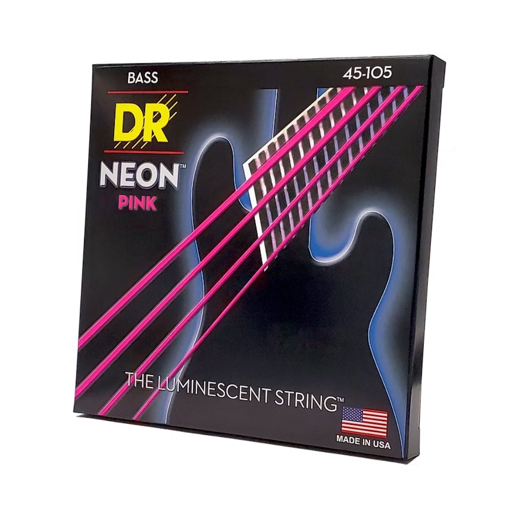 DR Strings Hi-Def Neon Purple K3 Coated Bass Guitar Strings - Medium 45-105 Bass Strings Sky Music