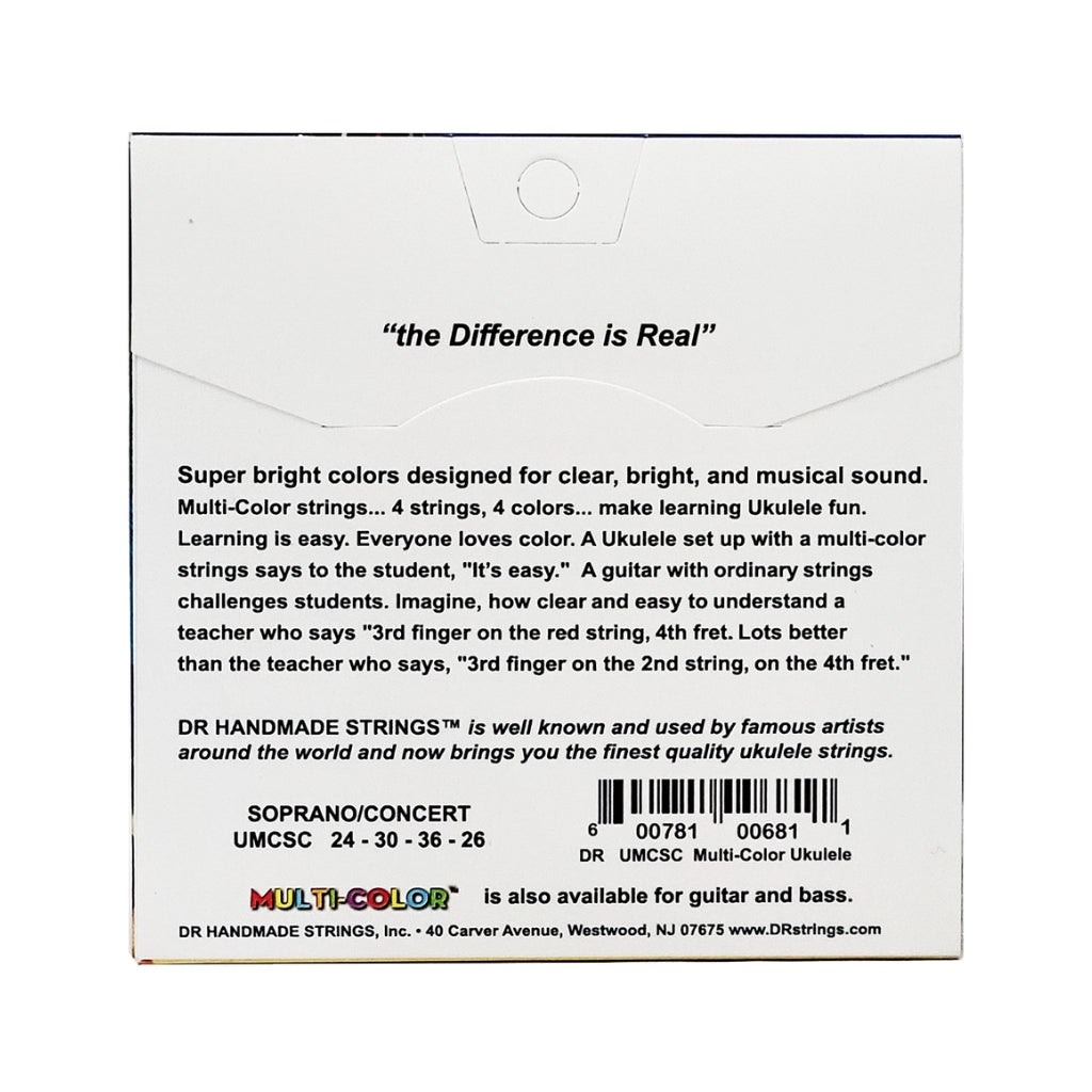 DR Strings Multi-color Nylon Ukulele Strings - Soprano/Concert Fretted Instrument Strings Sky Music