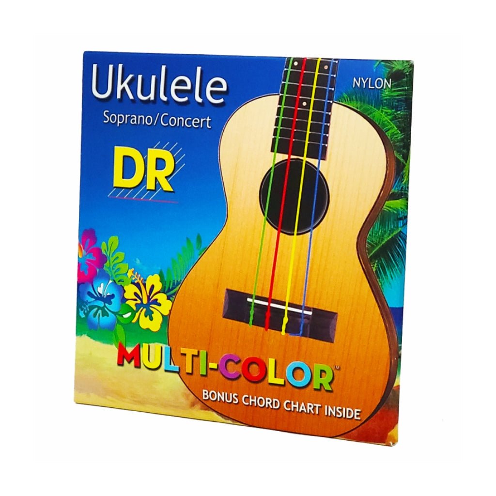 DR Strings Multi-color Nylon Ukulele Strings - Soprano/Concert Fretted Instrument Strings Sky Music