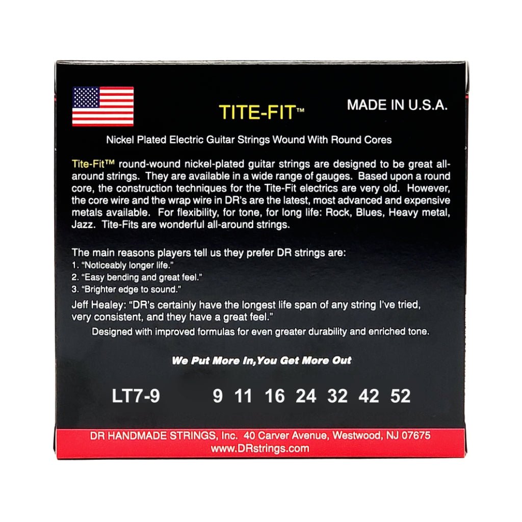 DR TITE-FIT Compression Wound Electric Guitar Strings - 7-String Light 9-52 Guitar Strings Sky Music