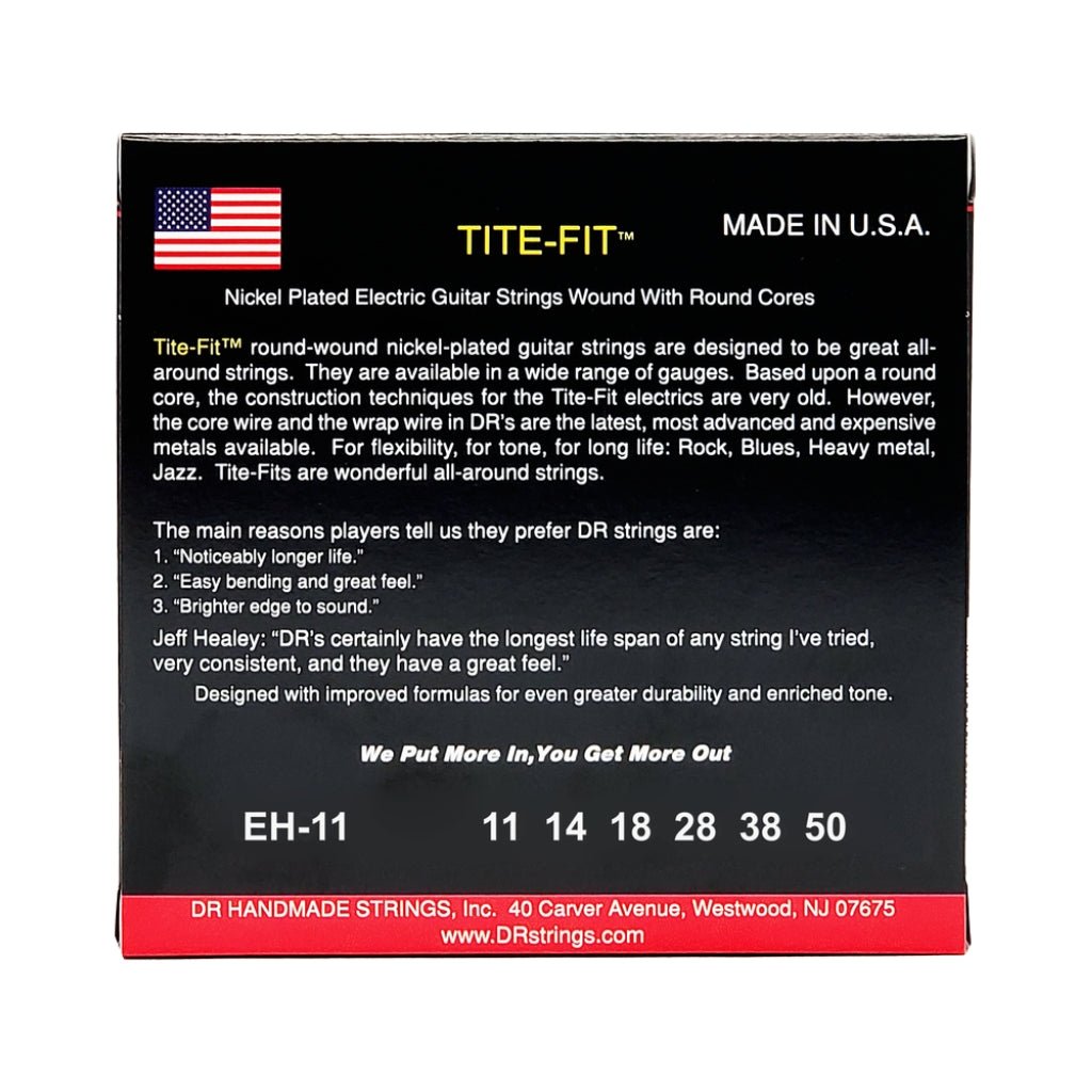 DR TITE-FIT Compression Wound Electric Guitar Strings - Heavy 11-50 Guitar Strings Sky Music