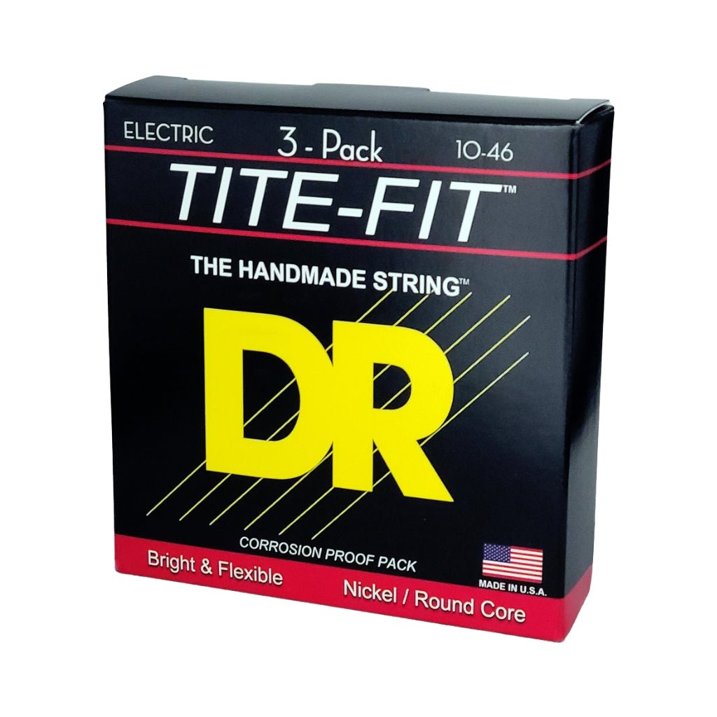 DR TITE-FIT Compression Wound Electric Guitar Strings - Medium 10-46 3-Pack Guitar Strings Sky Music