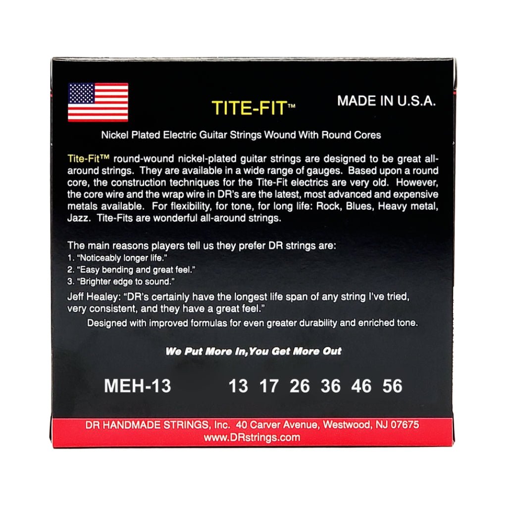DR TITE-FIT Compression Wound Electric Guitar Strings - Mega Heavy 13-56 Guitar Strings Sky Music
