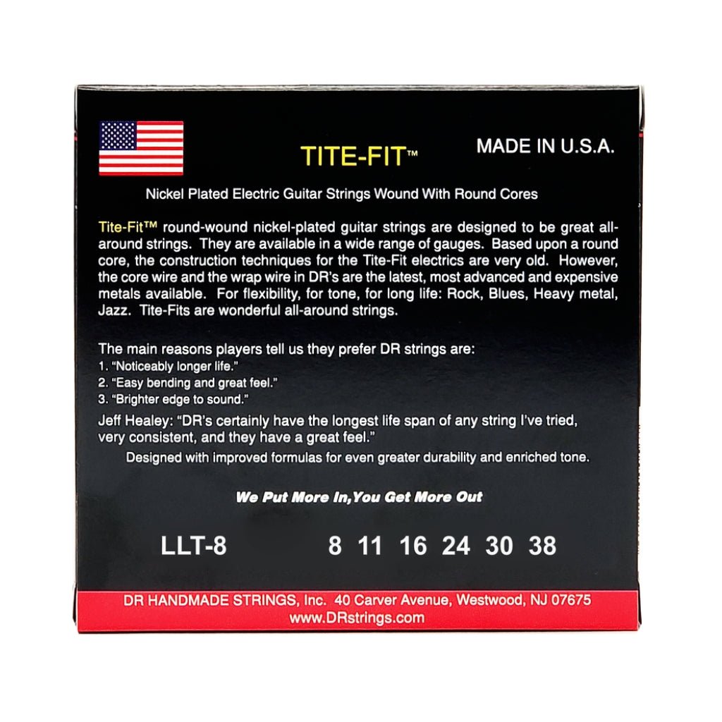 DR TITE-FIT Nickel Plated Electric Guitar Strings - Extra Light 8-38 Guitar Strings Sky Music