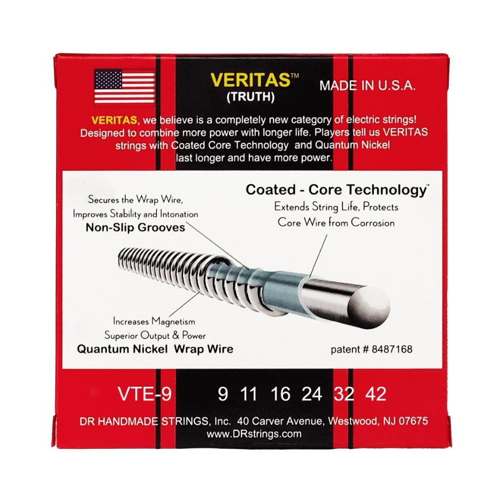 DR Veritas Coated Core Technology Electric Guitar Strings - 6-Pack Light 9-42 Guitar Strings Sky Music