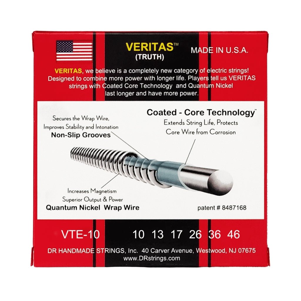 DR Veritas Coated Core Technology Electric Guitar Strings - 6-Pack Medium 10-46 Guitar Strings Sky Music