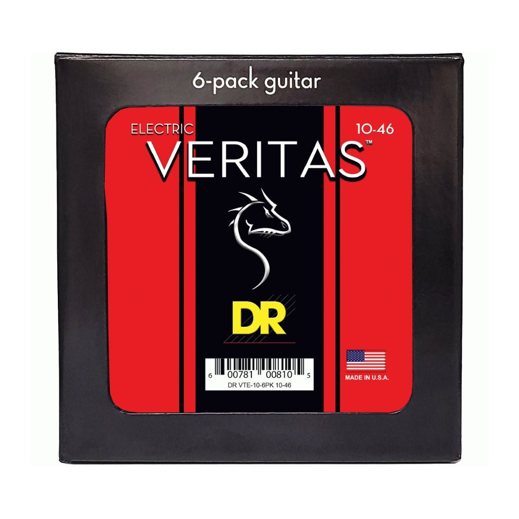 DR Veritas Coated Core Technology Electric Guitar Strings - 6-Pack Medium 10-46 Guitar Strings Sky Music