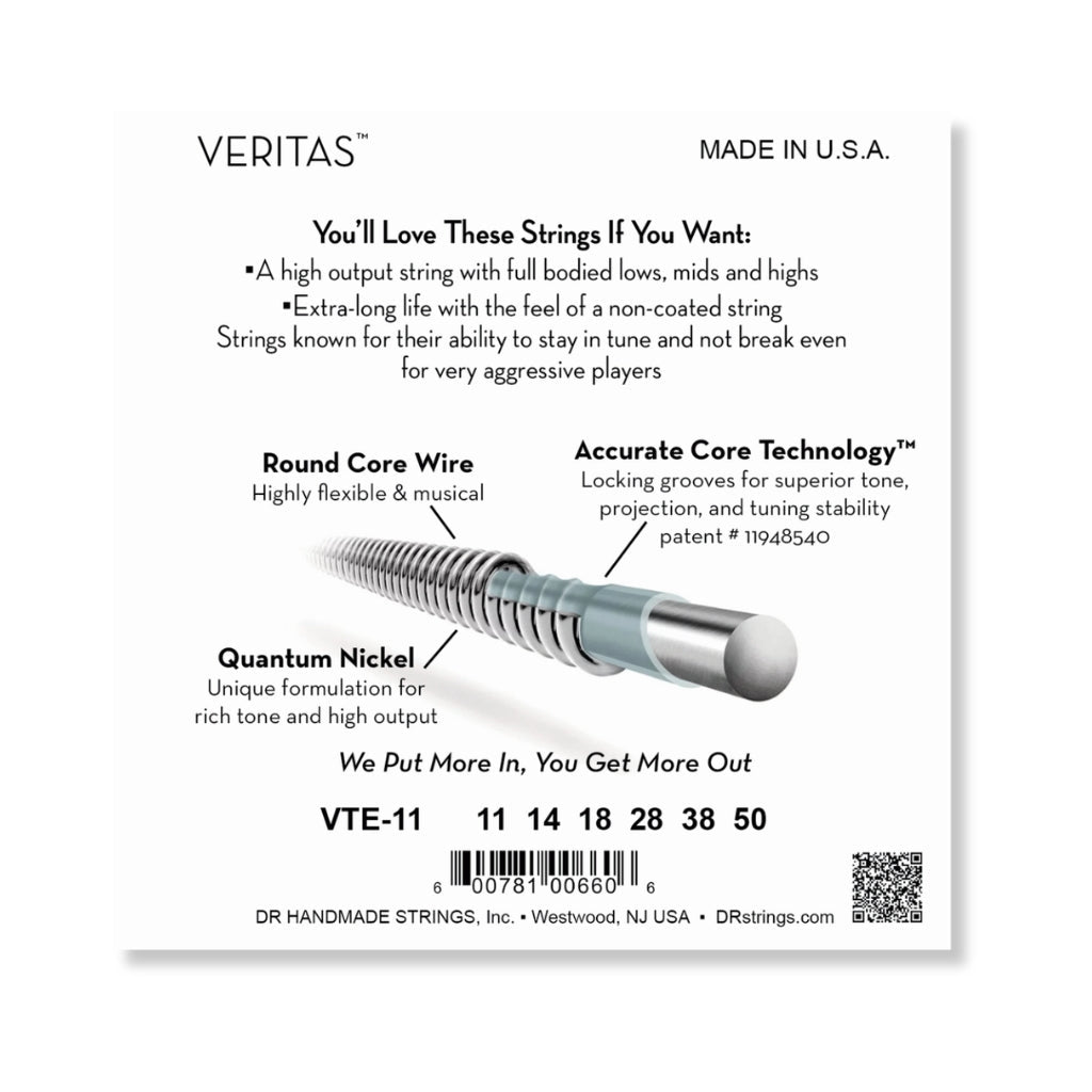 DR Veritas Coated Core Technology Electric Guitar Strings - Heavy 11-50 Guitar Strings Sky Music