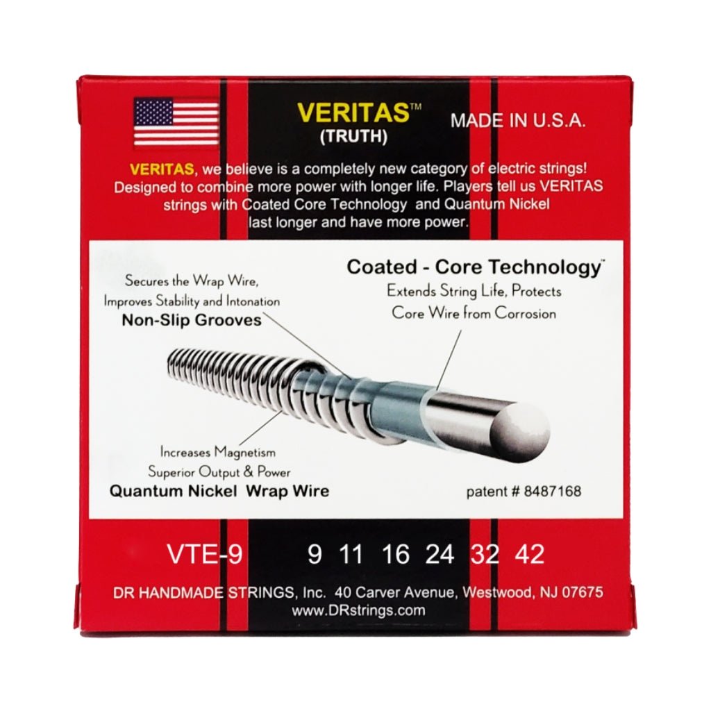DR Veritas Coated Core Technology Electric Guitar Strings - Light 9-42 Guitar Strings Sky Music
